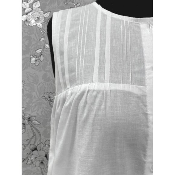 SoieRose 100% Cotton Victorian Nightgown – Sleeveless Button Front - SR-1205 - Picture 5 of 9